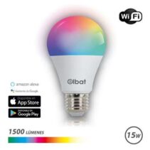 Elbat Bombilla LED Smart Wi-Fi A65 E27 15W 1500lm RGB - Temperatura 2700K a los 6000K - Control de Voz - Control Remoto - 3 Modos de Color: Frio