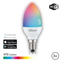 Elbat Bombilla LED Vela Smart Wi-Fi C37 E14 5W 470lm RGB - Temperatura 2700K a los 6000K - Control de Voz - Control Remoto - 3 Modos de Color: Frio