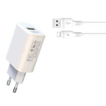 XO L85D Cargador de Corriente 18W + Cable Tipo C - Carga Rapida - Proteccion Sobretensiones - Color Blanco