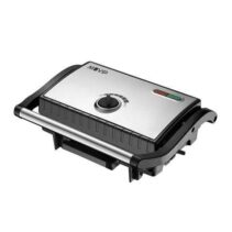 Muvip Sandwichera Inox Placa Lisa 1500W - Temperatura Regulable - Placa Superior Basculante - Presion Uniforme - Asa Tacto Frio