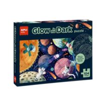 Apli Glow in the Dark Puzzle Fluorescente de 104 Piezas 5x5cm - Tematica Sistema Solar - Poster para Facilitar Montaje - Recomendado para Niños a partir de 5 Años