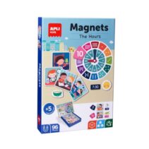 Apli Juego Magnetico Aprende las Horas - 1 Escenario Imantado 28 x 18 cm - 96 Fichas con las Partes del Reloj