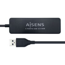 Aisens HUB USB 2.0 - Tipo A Macho a 4xTipo A Hembra - 30cm - Color Negro