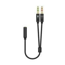 Aisens Cable Adaptador Audio JACK 3.5 4 Pines/H-2xJACK 3.5 3 Pines/M - 25cm - Color Negro