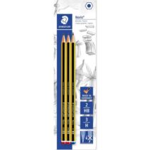 Staedtler Noris 120 Pack de 3 Lapices de Grafito Hexagonles - Graduaciones Surtidas - Resistencia a la Rotura - Madera de Bosques Sostenibles