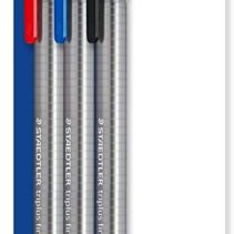 Staedtler Triplus Fineliner 334 Pack de 3 Rotuladores de Punta Fina - Trazo de 0.3mm Aprox - Diseño Ergonomico - Tinta Base de Agua - Colores Surtidos