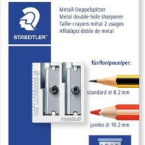 Staedtler Sacapuntas Metalico con Cuchilla de Metal - Angulo de Afilado de 23° y 30º - 2 Agujeros