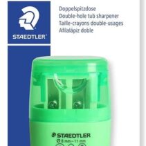 Staedtler Sacapuntas Doble Uso con Deposito - 2 Agujeros - De 8.2mm hasta 10.2mm - Color Verde Neon