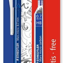 Staedtler Mars Micro Pack de 1 Portaminas 0.7mm + 1 Tubo de 12 Minas - Minas HB - Zona de Agarre de Goma