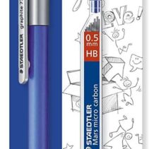 Staedtler Graphite 777 1 Portaminas 0.5mm + 1 Tubo de Minas HB - Cuerpo Engomado - Guia de Mina Antirrotura - Colores Surtidos