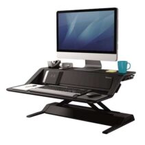 Fellowes Sit-Stand Lotus DX Estacion de Trabajo - Ajustable en Altura - Puertos USB - Carga Inalambrica - Color Blanco