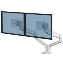 Fellowes Tallo Brazo para Monitor Doble - Brazo giratorio de 270º - Sistema con Muelle de Gas - Hasta 9kg - Color Blanco