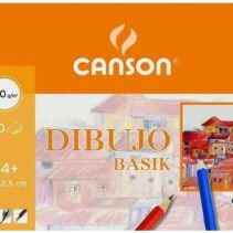 Canson Bloc de Dibujo Basik Liso A4 - Album de Espiral Microperforado - 23x32.5 cm - 120 Hojas - 130g - Color Blanco