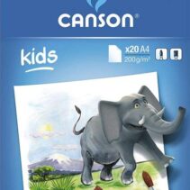 Canson Kids Pintura Bloc Encolado de 20 Hojas A4 - 21x29.7cm - 200g - Color Blanco