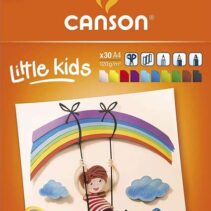 Canson Kids Cartulina Bloc Encolado de 30 Hojas A4 - 21x29.7 - 120g - Colores Surtidos