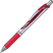 Pentel Energel Boligrafo de Bola Retractil Tinta Gel - Punta 0.7mm - Trazo 0.35mm - Recargable - Grip de Agarre - Clip de Metal - 54% de Materiales Reciclados - Color Rojo