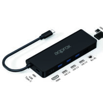 Approx 8 en 1 Hub USB-C con 3x USB-A 3.0 - 1x HDMI - 1x RJ-45 - 1x USB-C PD - Lector microSD y Lector SD - Cable de 18cm