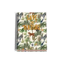 Dohe WWF Save the Nature Cuaderno Espiral Tapa Dura - Tamaño A5 de 100 Hojas 90gr - Hojas Microperforadas con 2 Taladros - Cuadricula 5mm