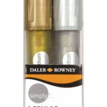 Daler Rowney Simply Pack de 2 Rotuladores Acrilicos - Secado Rapido - Optima Cobertura - Base de Agua - Color Oro y Plata