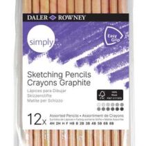 Daler Rowney Simply Pack de 12 Lapices de Grafito Redondos - Facil de Afilar - Para Estudiantes y Uso Personal - Minas Surtidas