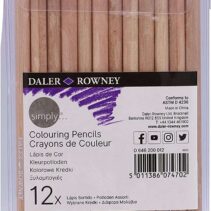 Daler Rowney Simply Pack de 12 Lapices de Colores Redondos - Facil de Afilar - Para Estudiantes y Uso Domestico - Colores Surtidos