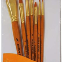 Daler Rowney Simply Pack de 7 Pinceles Sinteticos - Diseño Ergonomico - Oro Taklon - Color Naranja