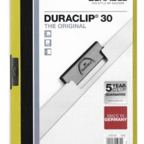 Durable Duraclip 30 Carpeta de Plastico con Clip de Acero - Tamaño A4 - Capacidad hasta 30 Hojas - Parte Posterior Rigida Color Verde