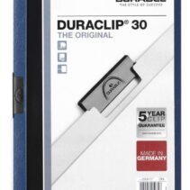 Durable Duraclip 30 Carpeta de Plastico con Clip de Acero - Tamaño A4 - Capacidad hasta 30 Hojas - Parte Posterior Rigida Color Azul Oscuro