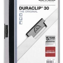 Durable Duraclip 30 Carpeta de Plastico con Clip de Acero - Tamaño A4 - Capacidad hasta 30 Hojas - Parte Posterior Rigida Color Gris