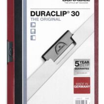 Durable Duraclip 30 Carpeta de Plastico con Clip de Acero - Tamaño A4 - Capacidad hasta 30 Hojas - Parte Posterior Rigida Color Berenjena