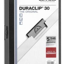 Durable Duraclip 30 Carpeta de Plastico con Clip de Acero - Tamaño A4 - Capacidad hasta 30 Hojas - Parte Posterior Rigida Color Gris Antracita