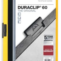 Durable Duraclip 60 Carpeta de Plastico con Clip de Acero - Tamaño A4 - Capacidad hasta 60 Hojas - Parte Posterior Rigida Color Amarillo