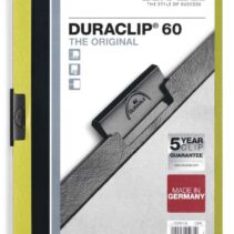 Durable Duraclip 60 Carpeta de Plastico con Clip de Acero - Tamaño A4 - Capacidad hasta 60 Hojas - Parte Posterior Rigida Color Verde