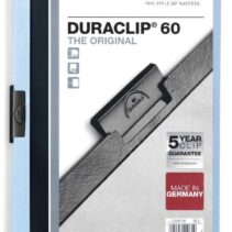 Durable Duraclip 60 Carpeta de Plastico con Clip de Acero - Tamaño A4 - Capacidad hasta 60 Hojas - Parte Posterior Rigida Color Azul Claro