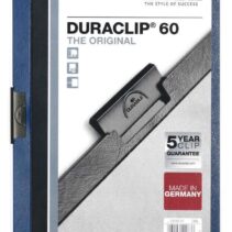 Durable Duraclip 60 Carpeta de Plastico con Clip de Acero - Tamaño A4 - Capacidad hasta 60 Hojas - Parte Posterior Rigida Color Azul Oscuro