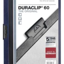 Durable Duraclip 60 Carpeta de Plastico con Clip de Acero - Tamaño A4 - Capacidad hasta 60 Hojas - Parte Posterior Rigida Color Azul Antracita