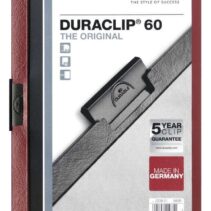 Durable Duraclip 60 Carpeta de Plastico con Clip de Acero - Tamaño A4 - Capacidad hasta 60 Hojas - Parte Posterior Rigida Color Berenjena