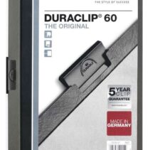 Durable Duraclip 60 Carpeta de Plastico con Clip de Acero - Tamaño A4 - Capacidad hasta 60 Hojas - Parte Posterior Rigida Color Gris Antracita