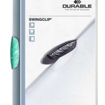 Durable Swingclip 30 Carpeta de Plastico con Pinza Giratoria - Tamaño A4 - Capacidad hasta 30 Hojas - Pinza de Color Verde Oscuro