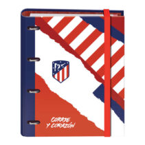 Dohe Atletico de Madrid Coraje y Corazon Carpeta de 4 Anillas Formato A4 con Recambio de 100 Hojas - 4 Separadores de Colores - Cierre con Goma Elastica - Anillas de 35mm