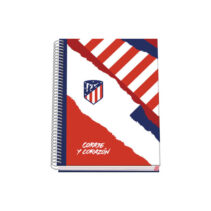 Dohe Atletico de Madrid Coraje y Corazon Cuaderno Espiral Tapa Dura - Tamaño A5 de 100 Hojas 90gr - Hojas Microperforadas con 2 Taladros - Cuadricula 5mm