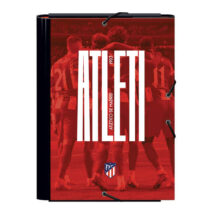 Dohe Atletico de Madrid Atleti Carpeta de Carton Forrado Plastificado - 3 Solapas - Tamaño Folio - Guardas Impresas - Cierre de Goma Elastica