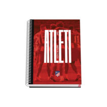 Dohe Atletico de Madrid Atleti Cuaderno Espiral Tapa Dura - Tamaño A5 de 100 Hojas 90gr - Hojas Microperforadas con 2 Taladros - Cuadricula 5mm