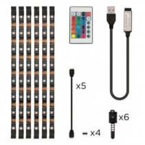 Ksix 6 Tiras LED RGB para TV de 53cm - 16 Colores RGB - 4 Modos Dinamicos - Control Remoto