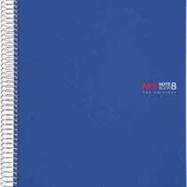 Miquel Rius Notebook8 Cuaderno de Espiral Formato A4 - 200 Hojas de 70 gr Microperforadas con 4 Taladros - Cubiertas de Polipropileno - Cuadricula 5x5 - Color Azul