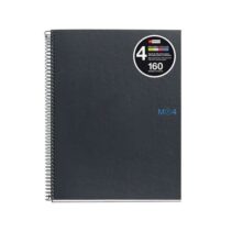 Miquel Rius Notebook4 Cuaderno de Espiral Formato A5 - 160 Hojas de 90gr Microperforadas con 2 Taladros - Cubiertas de Carton Extraduro - Cuadricula 5x5 - Color Gris Oscuro