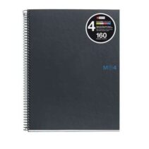 Miquel Rius Notebook4 Cuaderno de Espiral Formato A4 - 160 Hojas Lisas Microperforadas con 4 Taladros - Cubiertas de Carton Extraduro - Color Gris Oscuro