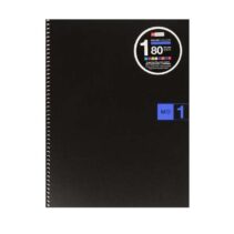 Miquel Rius Notebook1 Cuaderno de Espiral Formato A4 - 80 Hojas Microperforadas con 4 Taladros - Cuadricula 5x5 - Banda de las Hojas Azul - Cubiertas de Polipropileno - Color Negro