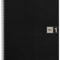 Miquel Rius Notebook1 Cuaderno de Espiral Formato A4 - 80 Hojas Microperforadas con 4 Taladros - Cuadricula 5x5 - Banda de las Hojas Gris - Cubiertas de Polipropileno - Color Negro