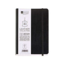 Miquel Rius Leather 1839 Cuaderno Flexible 8º 300 Hojas con Indice - Cubiertas de Piel Reciclada - Cuadricula 5x5mm - Cierre con Goma Elastica - Color Negro